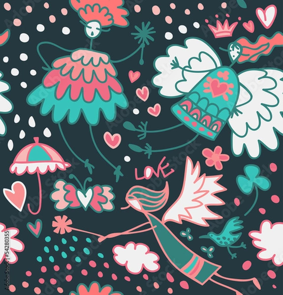 Obraz Fairy seamless pattern. Fantasy cute magic background
