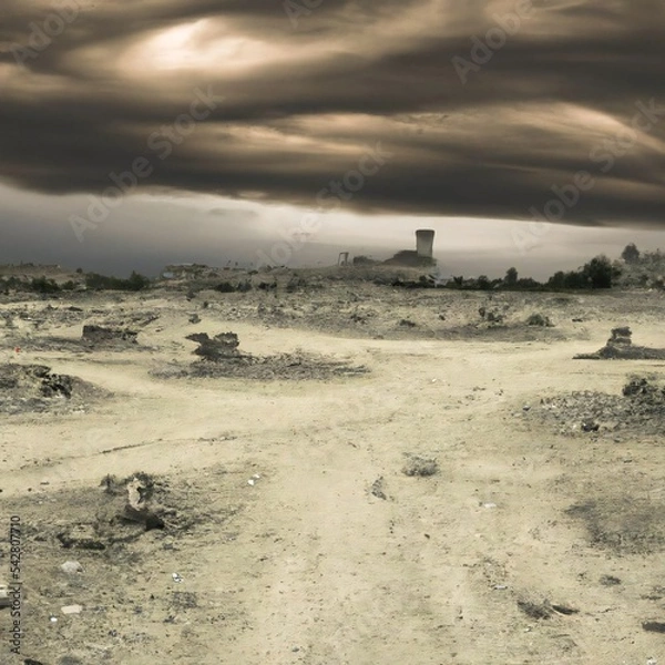 Obraz Apocalyptic wasteland after a nuclear fallout apocalypse