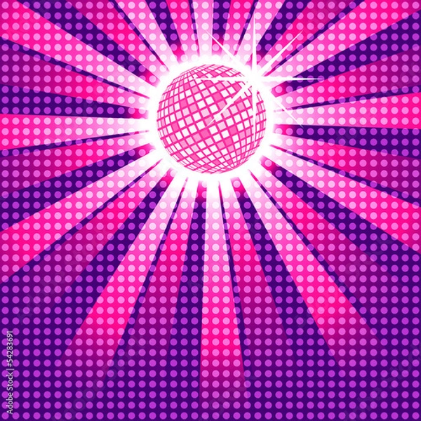 Obraz Różowy discoball z nakładką funky polka dot, eps10 wektor