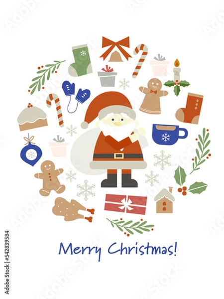 Fototapeta クリスマスカードのイラスト　サンタクロース