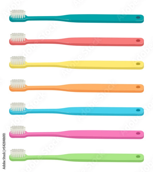 Obraz 俯瞰気味のたくさんの歯ブラシ