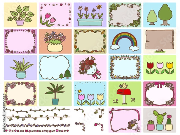 Fototapeta 植物の素材とフレームセット