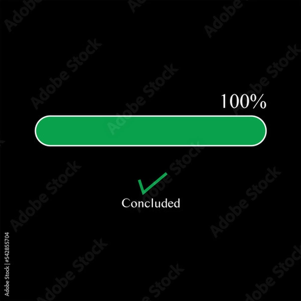 Obraz Vector Illustration 100% Completed. Black Banner With Green Level.