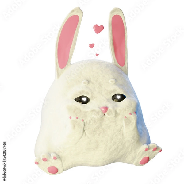 Obraz white rabbit isolated on transparent background - 3d render illustration
