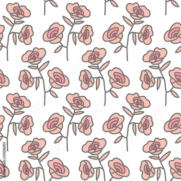 Obraz Seamless pattern flowers vector illustration background