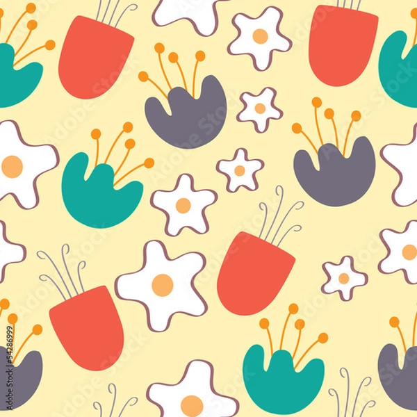 Obraz Seamless pattern of flower background , Vector illustration