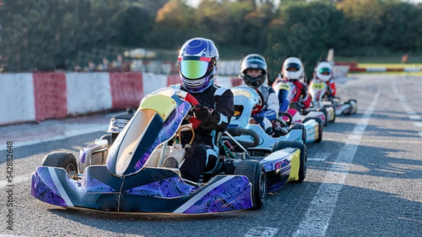 Obraz karting championship race, front view
