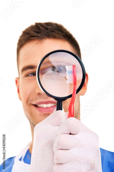 Fototapeta dentist with toothbrushes