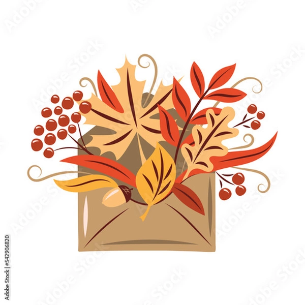 Fototapeta Envelope with yellowing autumn leaves.