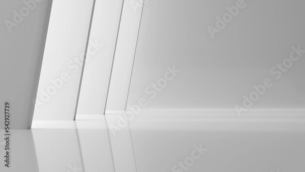 Fototapeta White futuristic minimalistic space. Modern style abstract 3d rendered background.
