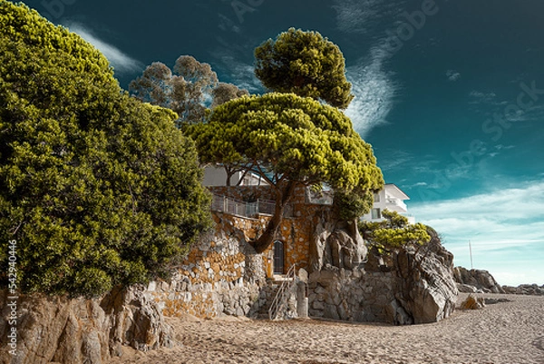 Obraz Platja d'Aro castle wall in Spain