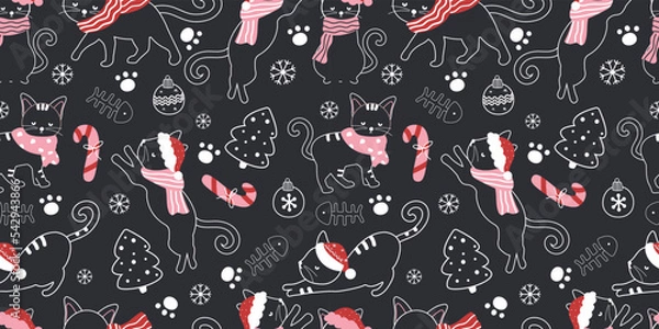 Obraz Winter and Christmas Themed Seamless Pattern