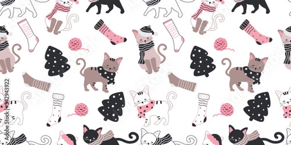 Obraz Winter and Christmas Themed Seamless Pattern