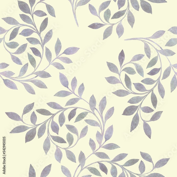 Fototapeta Seamless botanical pattern. Leaves watercolor ornament for design, wallpaper, wrapping paper.