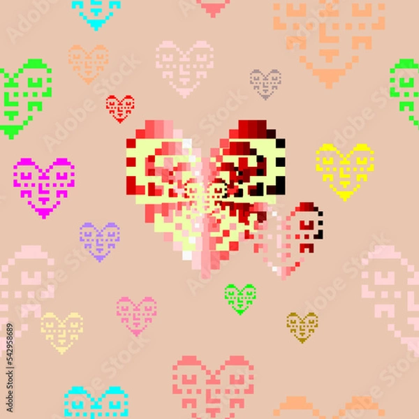 Obraz The seamless pattern of the colorful heart shapes for the background