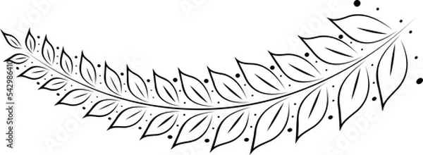 Fototapeta branches full of leaves hand drawn various patterns Suitable for decorating wedding cards, parties, parties, banners, logos.