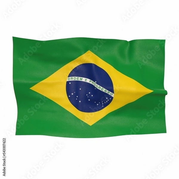 Fototapeta flag of brazil on a white background 3d-rendering