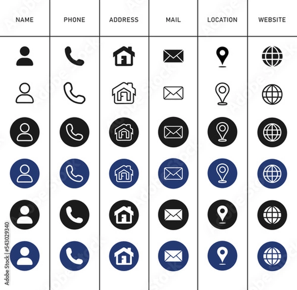 Fototapeta Business card vector icon collection, Business card various icon set