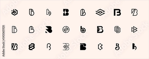 Fototapeta Mega collection of abstract logos with letter B. Isolated on soft background