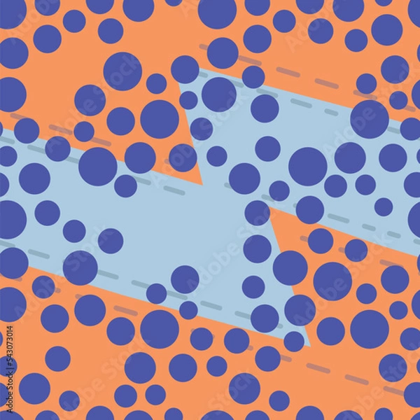 Fototapeta backstitch blue-orange pattern with circles