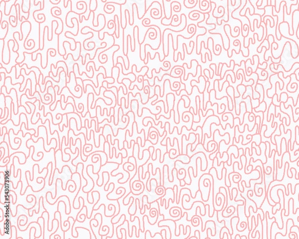 Fototapeta Abstract drawing drawn with red lines on a white background.Seamless pattern.
