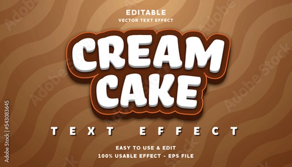 Fototapeta cream cake editable text effect with modern and simple style, usable for logo or campaign title
