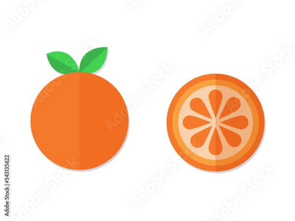 Fototapeta Orange fruit with leaves isolated on white background