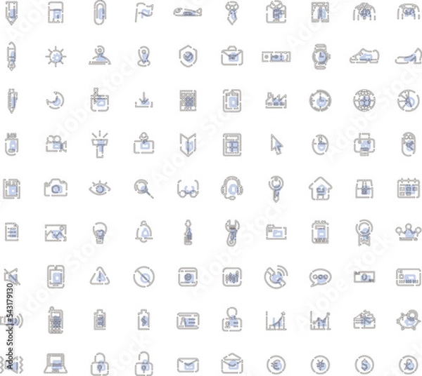 Fototapeta 点線ビジネスアイコン　アクセント青