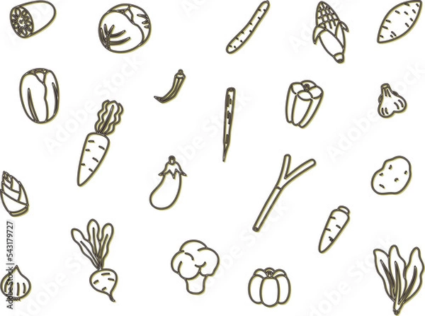 Obraz 野菜アイコンセット カラーシャドウ黄色