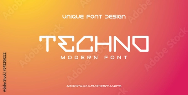 Fototapeta Typography technology electronic digital music future creative font. Abstract minimal modern alphabet fonts. Vector illustration