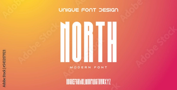 Fototapeta Modern alphabet line font for typography. Style of minimalist slim abstract monogram fonts. Vector illustration and tech font.