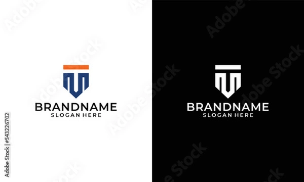 Obraz MT monogram shield logo vector design. Abstract emblem, designs concept, logos, logotype element for template