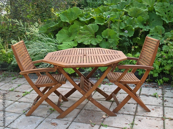 Obraz Outdoor table and chairs, close-up