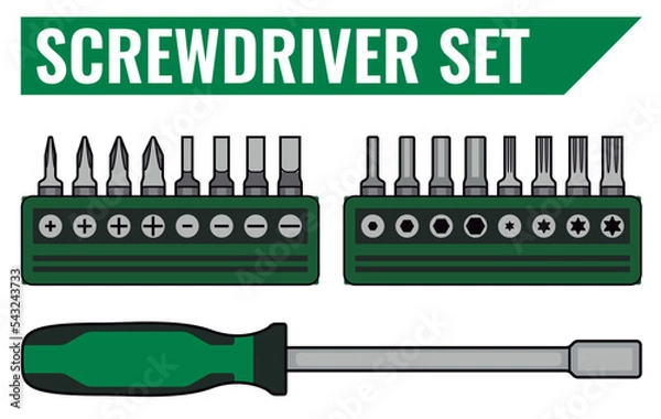 Fototapeta Screwdriver Heads Set 16 Piece