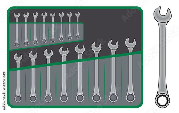 Fototapeta Combination Spanner Set 16 Piece 