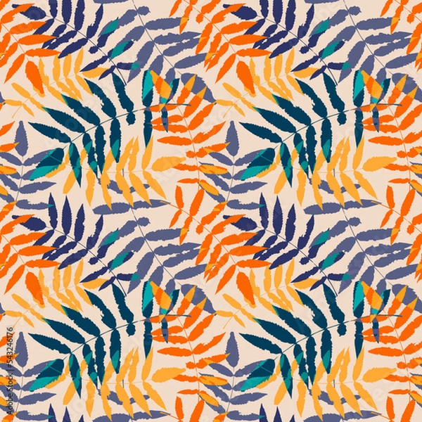 Fototapeta Floral seamless pattern, organic botanical texture, raster version