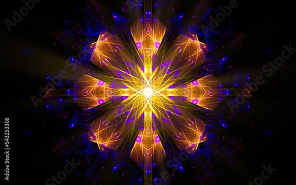 Fototapeta abstract illustration computer generated fantastic crystals of various shapes and shades on a black background for use in symbolism, signs for digital design and graphics