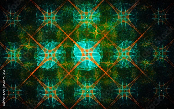 Obraz digital illustration abstract image generated fractal background image wallpaper pattern of various geometric shapes and lines of various colors for computer graphics or web design