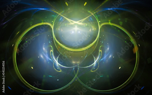 Fototapeta digital illustration abstract image generated fractal background image wallpaper pattern of various geometric shapes and lines of various colors for computer graphics or web design