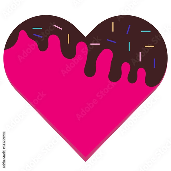 Fototapeta pink heart with melted dripping chocolate