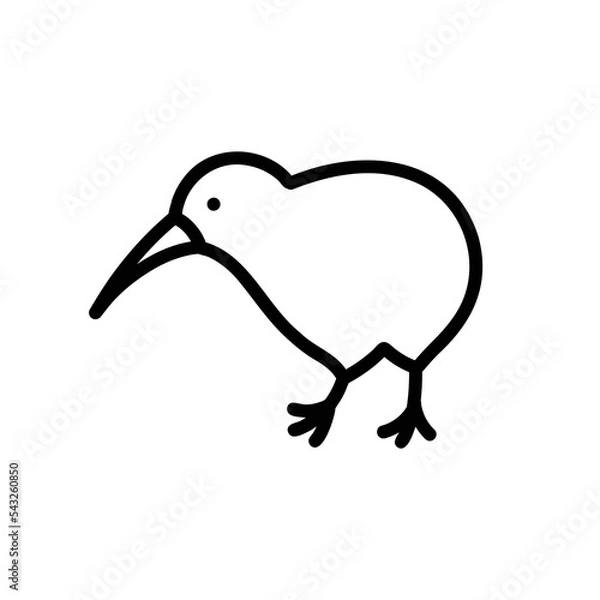 Fototapeta kiwi bird doodle icon, vector color line illustration