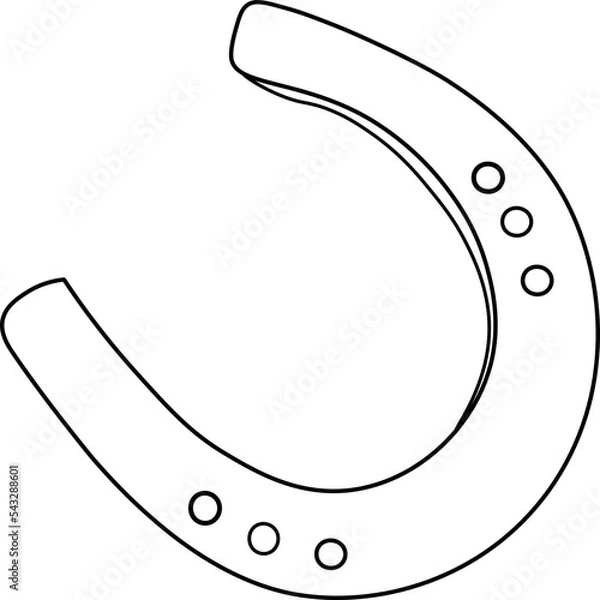 Fototapeta Simple contour horseshoe, vector image. Black isolated outline icon of horseshoe on white background. Line Icon of horseshoe. Symbol of luck.