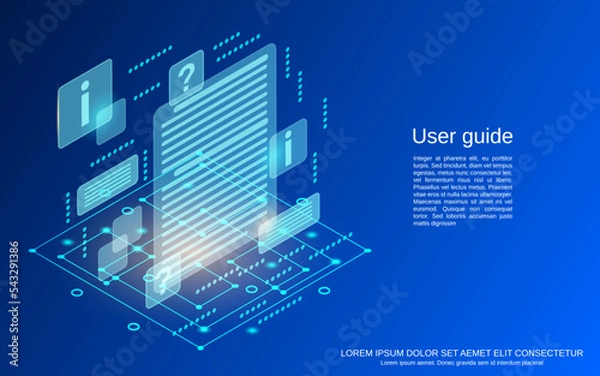 Fototapeta User guide, online support, technical service flat 3d isometric vector concept illustration