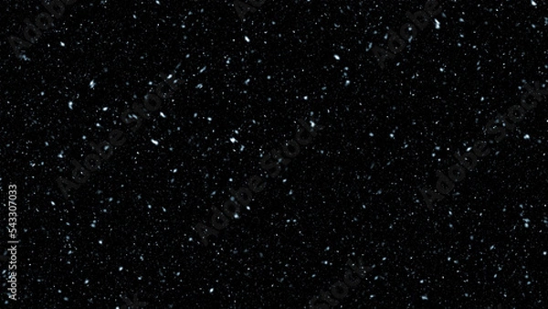 Obraz Falling realistic natural snowflakes overlay from top to bottom with light blue tint - calm snow for digital composition and photo composite