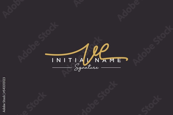 Fototapeta Initial VE signature logo template vector. Hand drawn Calligraphy lettering Vector illustration.