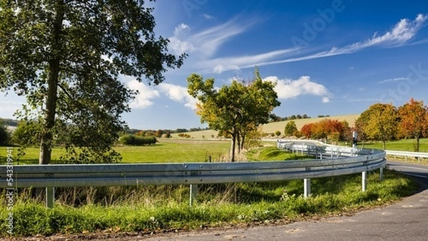 Obraz Eine Landstraße bei Bad Tabarz im Herbst.