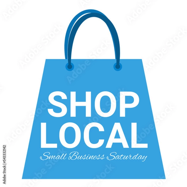 Obraz shopping bag icon with the words shop local small business saturday, shop local bag