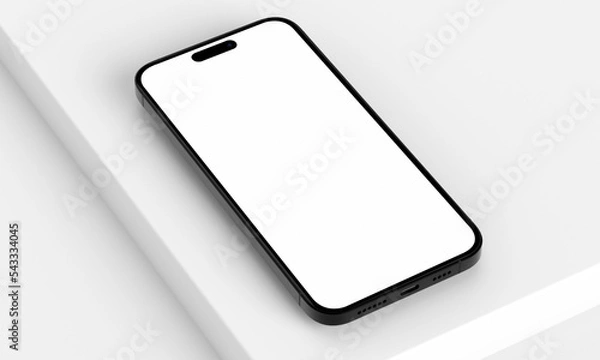 Obraz Illustration 3d render of isometric rectangles simulating a telephone in a 3d space with blank spaces. From different perspectives and views to help rock up for applications. iPhone 14 