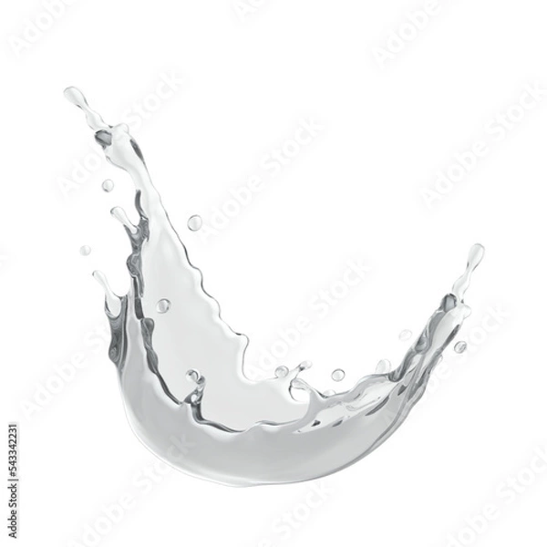 Fototapeta Water splashes with blue liquid waves with swirls and drops a realistic