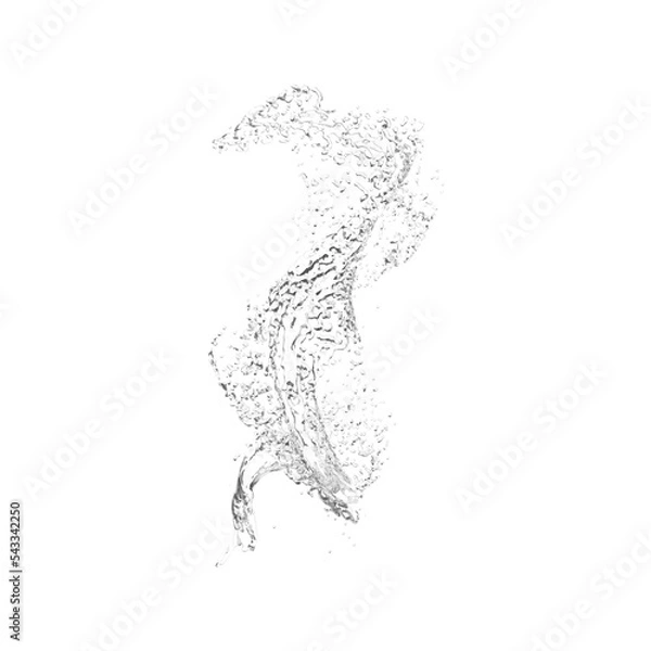 Fototapeta Water splashes with blue liquid waves with swirls and drops a realistic